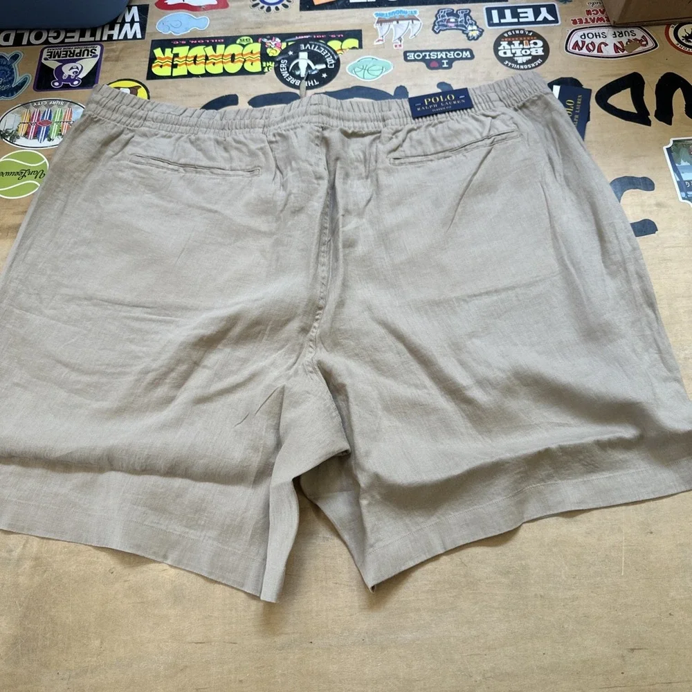 Polo Ralph Lauren Classic Fit Shorts Big & Tall Size 4XB NWT BEIGE Stretch Linen